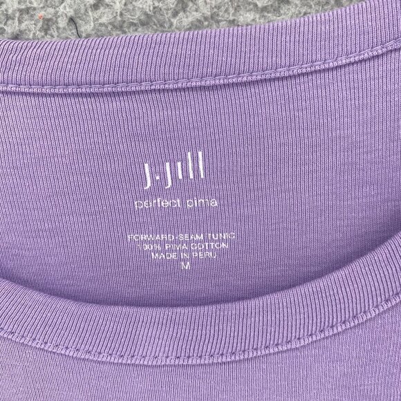 J Jill Top Womens Medium Purple Perfect Pima Forward Seam Tunic Pullover Knit - Picture 5 of 10